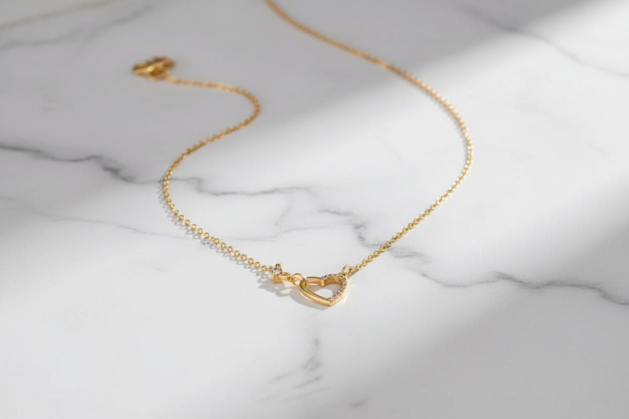 Gold Open Heart Necklace